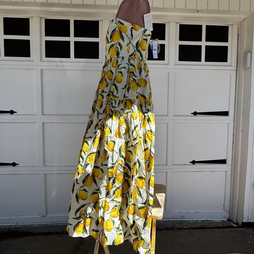 J.Crew a line midi Lemon limoncello Print Sleeveless Dress Sz 8 Sundress Cotton - Picture 6 of 14